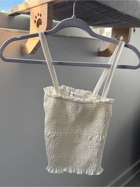 Eye Candy white scrunched tank top